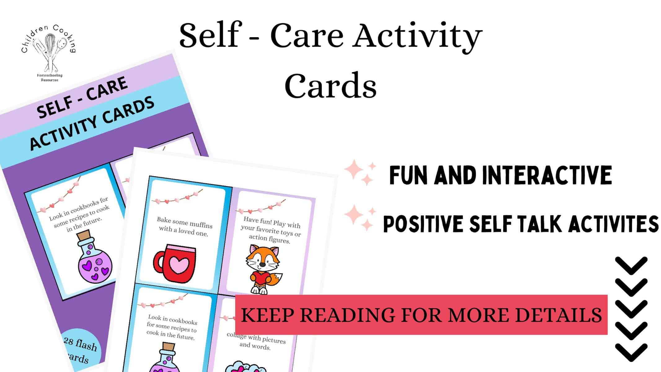 Self Care Activity Cards with Self love and Self Esteem Activities for Pre K - 4