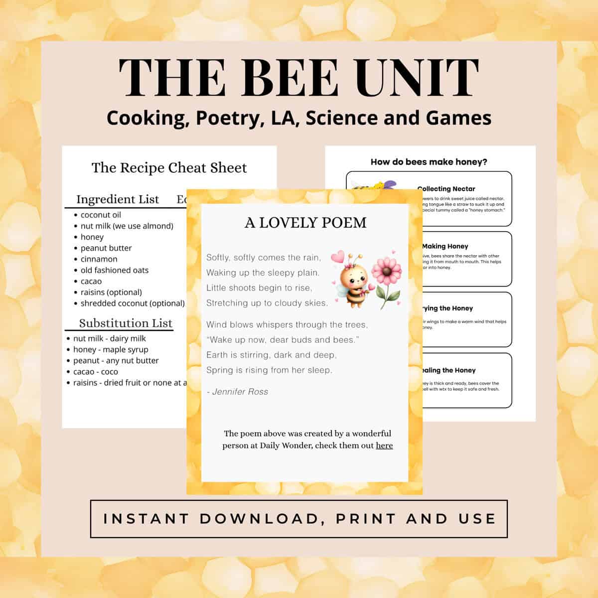 Summer Printable, Bee Unit Study for Elementary Kids Ages 8–11 - Image 2